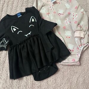 Halloween Bundle 6-12M Old Navy Bat Tutu Bodysuit Ghost Sweatshirt Bodysuit